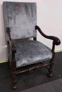 (Gray) Louis XIV Style Throne Armchair