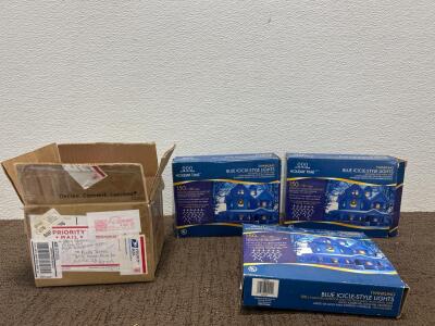 (3) Boxes of 13&rsquo; String lights (1) Box ornaments.