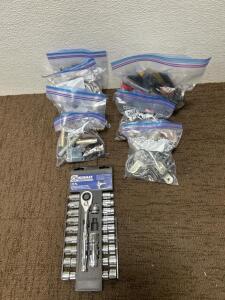 (1) Bag of Cable Clamps (1) Socket set and more