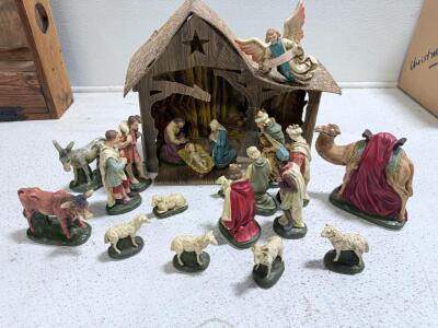 Vintage Nativity Set With Stamps Made In Germany- 21 Pieces