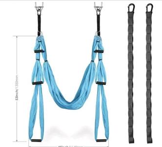(1) HITIK - Aerial Yoga Swing Sling / Yoga Hammock / Trapeze Inversion Kit W/ (2) Extensions Straps & Ceiling Mounting Kit<br/>