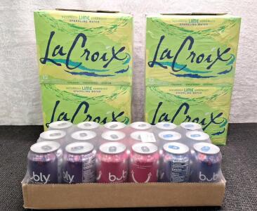 (4) Cases Of (12) 12-FL Oz Cans Of La Croix Natural Lime Sparkling Water & (1) Case Of (18) 12-FL Oz Cans Of Bubly Sparkling Water, 3 Flavor Variety Pack