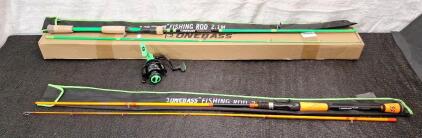 (1) Sougayilang One Bass Fishing Rod & Reel Combo, Green / Black & (1) Sougayilang Fishing Rod, Orange