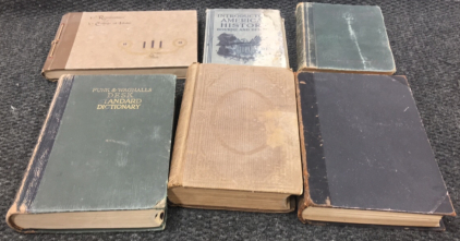 (6) Antique Books - 1921 Funk & Wagnalls Desk Standard Dictionary & More