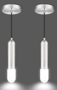 (1) 2-Pack Of AUTELO - LED Pendant Lights, Brushed Nickel Finish, 6000K LED