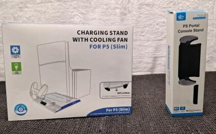 (1) Charging Stand W/ Cooling Fan For PS5 Slim & (1) PS Portal Console Stand