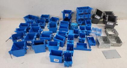 (6) Assorted Airtak Electrical Outlet Boxes (30) Assorted Carlon Non Metalic Electrical Outlet Boxes (3) Metal Outlet Boxes