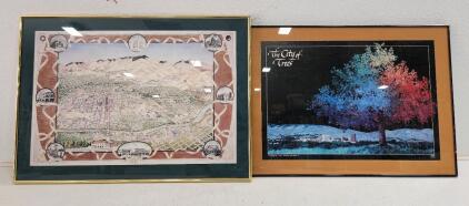 (1) 1996 Boise Idaho City Map by Karen Schreiner Woods (1) The City Of Trees Lithographed in Boise Idaho by Syms-York Co
