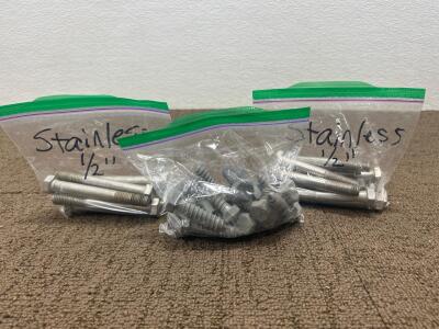 (2) Bags of 1/2&rdquo; Stainless Bolts (1) Bag of 2&rdquo; Screws