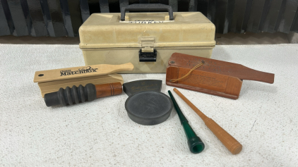 Misc Lot! Assorted Items Inlcuding: (1) Lynch&rsquo;s Full Proof Turkey Call, (1) Primos Matchbox Turkey Call, & More!