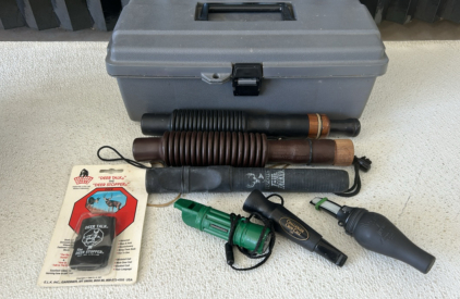 Misc Lot! Assorted Items Including: (1) Primos Hyper Lip Double Elk Call w/ a Tone Converter, (1) True Talker Deer Call, & More!
