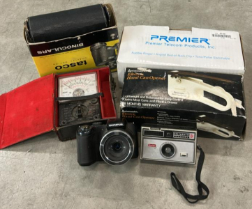 Misc Lot! Assorted Items Including: (1) Vintage Kodak Instamatic 104 Camera, (1) Vintage Hioki TH-L33 Analog Multimeter, (1) Ambassador Electric Hand Can Opener, & More!