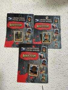 (3) 1997 USPS Classic Movie Monsters commemorative stamps