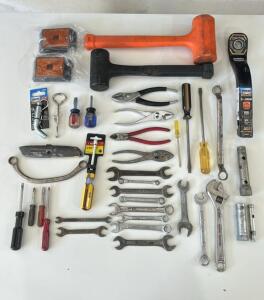 (2)Malet Hammers (4)Pliers (12)Various Wrenches & Assortment of Other Tools