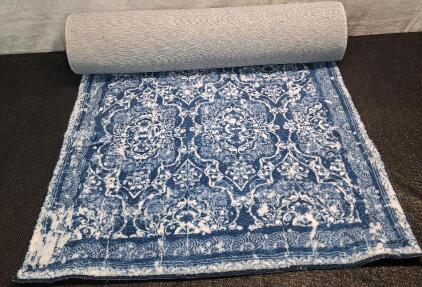 (1) Vaukki 30"W x 14'L Runner Rug, Blue & White China Pattern