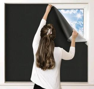(2) 100% Blackout Curtains for Bedroom, Portable DIY Window Blinds, No Drill Window Shades & Blackout Blinds with Stickers & Tabs for Travel, Dorm Room, Media Room, Black, 118" x 57"