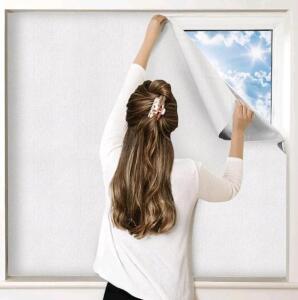 (2) 100% Blackout Curtains for Bedroom, Portable DIY Window Blinds, No Drill Window Shades & Blackout Blinds with Stickers & Tabs for Travel, Dorm Room, Media Room, White, 118" x 57"