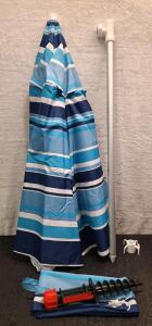 (1) 7-Foot Beach Umbrella W/ Bag & Sand Anchor
