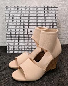 (1) Pair Of New Bella Wedge Sandals For Women Elastic Knit Peep Toe Heels Sandals Comfortable Slip On Wedges, Size-6.5<br/>
