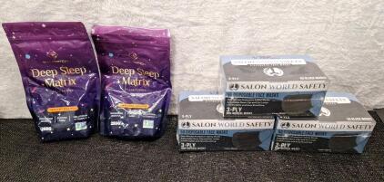(2) 255-Gram Bags Of Yi Nutrition Deep Sleep Matrix & (3) 50-Count Boxes Of 3-Ply Disposable Face Masks