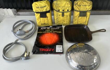 (3)Fire Shelter Kits (1)Castiron Pan (2)Power Supply Cords