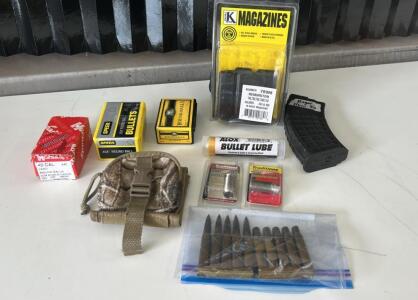 (1)Triple K Brand Remington Magazine (1)Ruger Mini-30 Magazine (3)Assorted Lead Round Ball Bullets & More