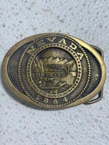 (1) Solid Brass Nevada 1864 Belt Buckle