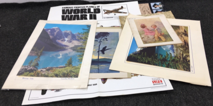(3) Various Prints and (2) Vintage Posters, Vintage Magazine