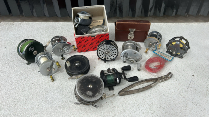 Fishing Lot! This Lot Includes: (1) Vintage South Bend Smooth Cast Direct Drive Fishing Reel, (1) Vintage Kalamazoo Tackle Company Atlas, 1708, Model D Reel, & More!