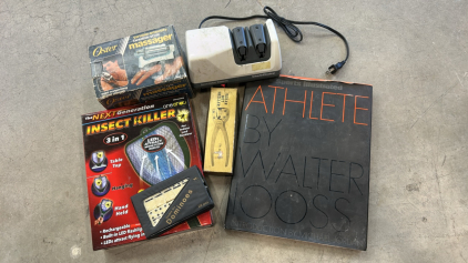 Misc Lot! Assorted Items Including: (1) Vintage Oster Variable-Intensity Swedish-Style Massager, (1) Chef's Choice Diamond UltraHone Sharpener 312, & More!