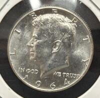 1964 Kennedy Half Dollar Coin 90% Silver, U.S. Mint - 3