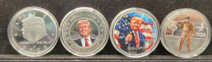 (4) Silver-Plated Trump Coins