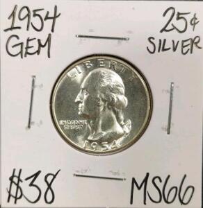1954 MS66 Gem Silver Washington Quarter