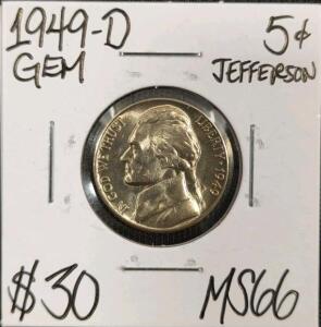 1949-D MS66 Gem Mint State Jefferson Nickel