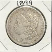 1899 Morgan Dollar, United States Coin, 90% Silver, 1.5 in Diameter