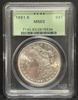 1881-S Morgan Dollar, PCGS MS63, $1 Coin, Serial 7130.63/2515534