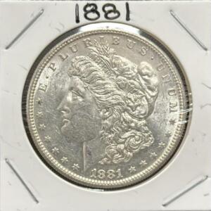 1881 Morgan Silver Dollar, Philadelphia Mint, 90% Silver, Reeded Edge