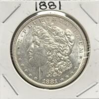 1881 Morgan Silver Dollar, Philadelphia Mint, 90% Silver, Reeded Edge