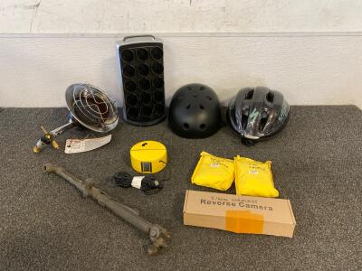 Cutting Torch 83-021 Acetylene Oxygen Short 18&rdquo; Long Angle Straight Welding, Mr. Heater Propane Heater, (3) Car Backup Cameras, (2) Helmets, Spice Rack And More