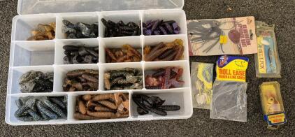 Fishing Bundle! Tackle Box, Lures, Soft Bait, Hooks