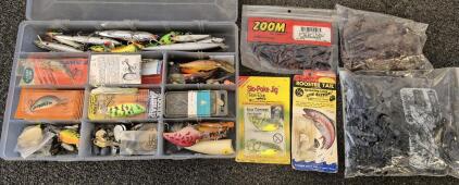 Fishing Bundle! Tackle Box, Lures, Soft Bait, Hooks, Weights