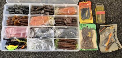 Fishing Bundle! Tackle Box, Lures, Soft Bait, Hooks