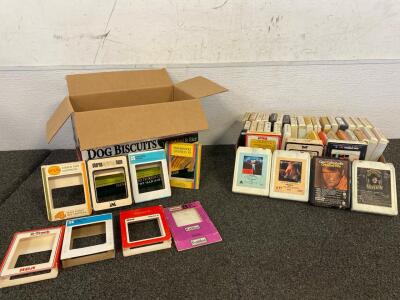 Box Of Vintage 8 Track Tapes Including, Kenny Rogers, Barry Manilow, Glen Campbell, Waylon Jennings And More