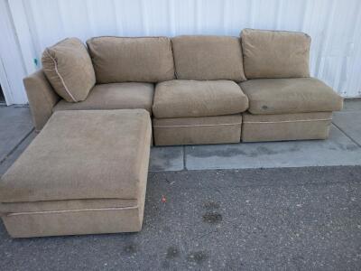 Tan Sectional Couch 133"X43" Ottoman 41"X33"
