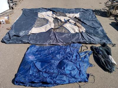 Blue and White 11'X9' 6 Person Camping Tent w/Hardware and Cover and Carrying Case