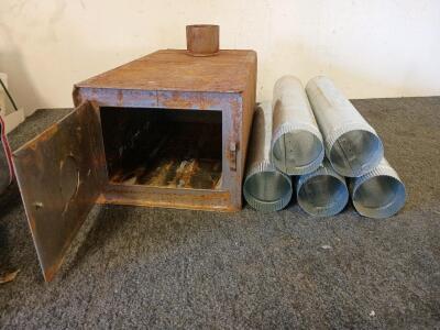 (5) 4" X 21 1/2" Galvanized Aluminum Duct Pipes, Aluminum Box 24" X 13" X 10"