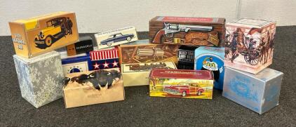 (14) Collectible Colonges And Aftershaves- Including Colt Revolver 1851, American Buffalo, 1926 Checket Cab, And More