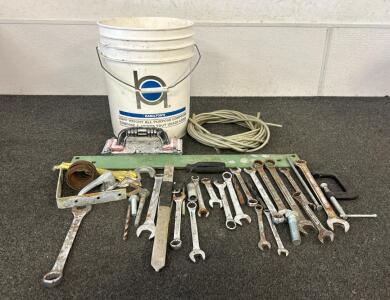 Wrenches In Various Sizes, Coil Of Cord, Clamps, And More