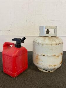 Propane Tank And 2 Gal 8oz Gas Can