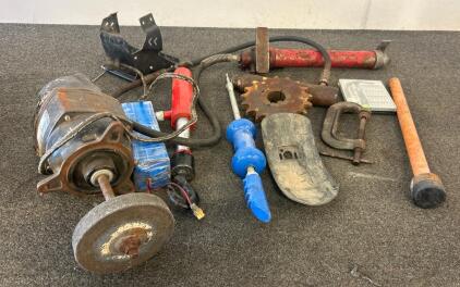 (1) C-Clamp, (1) Pittsburg Pro 34 Piece Precision Flexible Screwdriver Set, (1) Modified Motor, And More